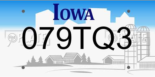 079TQ3 Iowa License Plate