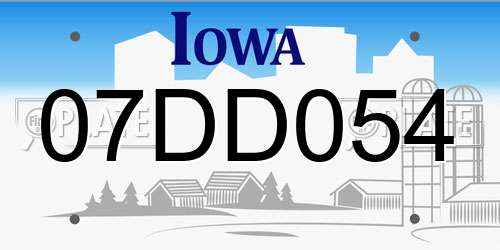 07DD054 Iowa License Plate