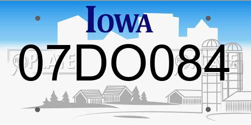 07DO084 Iowa License Plate