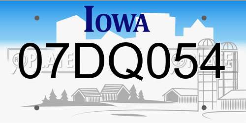 07DQ054 Iowa License Plate