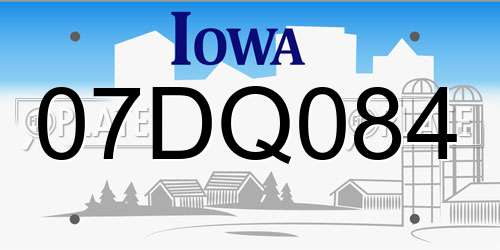 07DQ084 Iowa License Plate