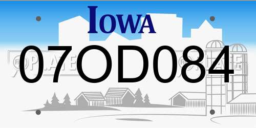 07OD084 Iowa License Plate
