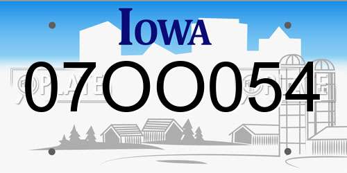 07OO054 Iowa License Plate