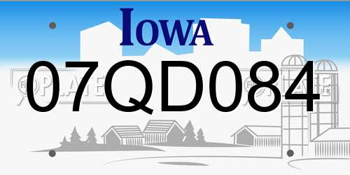 07QD084 Iowa License Plate