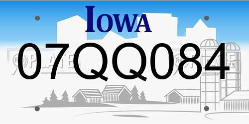 07QQ084 Iowa License Plate