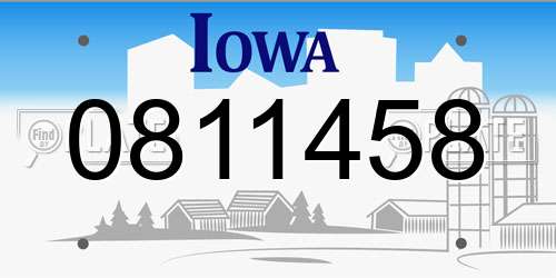 0811458 Iowa License Plate