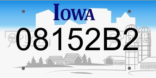 08152B2 Iowa License Plate
