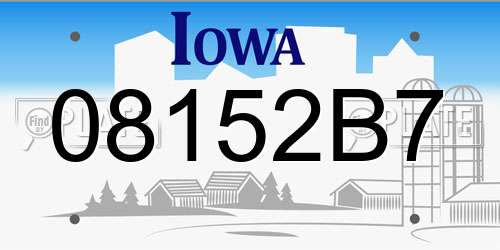 08152B7 Iowa License Plate