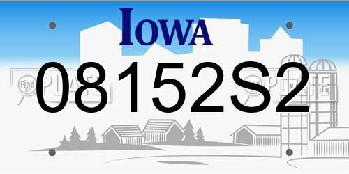 08152S2 Iowa License Plate