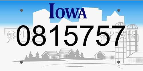 0815757 Iowa License Plate