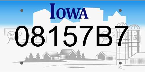 08157B7 Iowa License Plate
