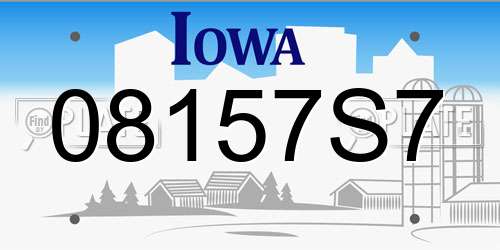 08157S7 Iowa License Plate
