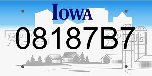 08187B7 Iowa License Plate