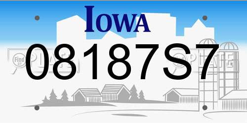08187S7 Iowa License Plate