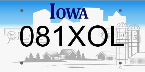 081XOL Iowa License Plate