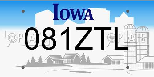 081ZTL Iowa License Plate