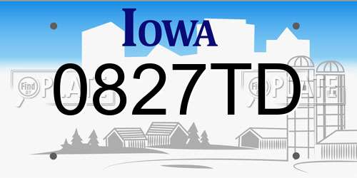 0827TD Iowa License Plate