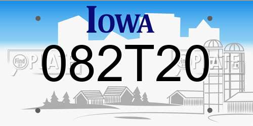 082T20 Iowa License Plate