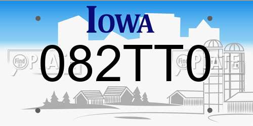 082TT0 Iowa License Plate