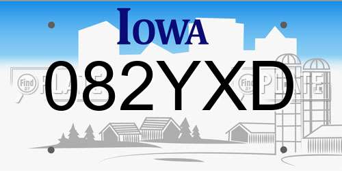 082YXD Iowa License Plate