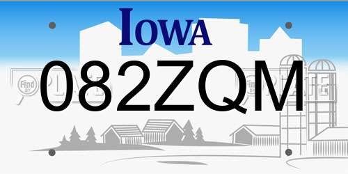 082ZQM Iowa License Plate