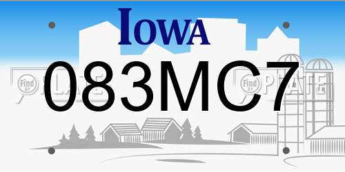 083MC7 Iowa License Plate