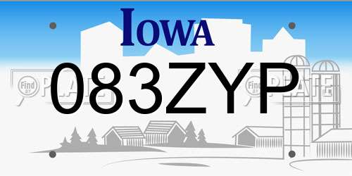 083ZYP Iowa License Plate