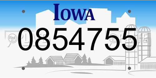 0854755 Iowa License Plate