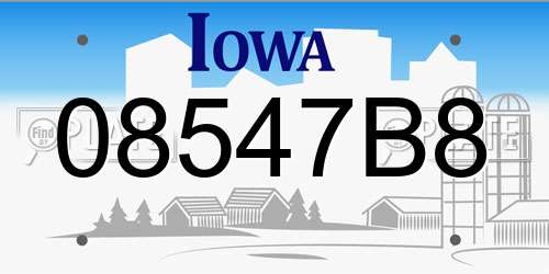 08547B8 Iowa License Plate