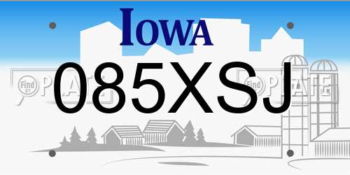 085XSJ Iowa License Plate