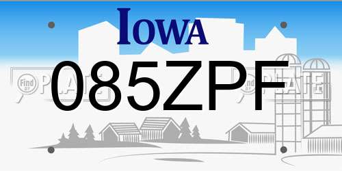 085ZPF Iowa License Plate