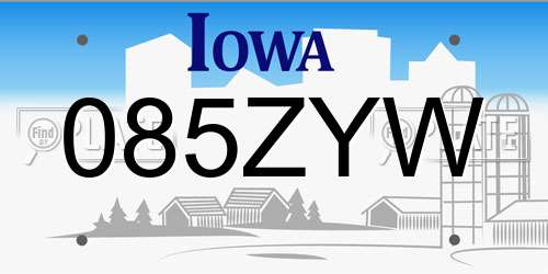 085ZYW Iowa License Plate