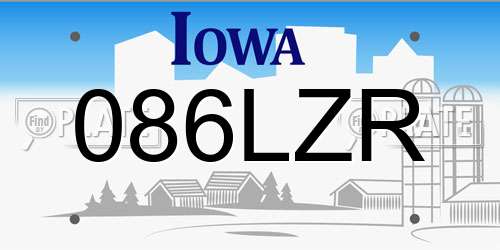 086LZR Iowa License Plate