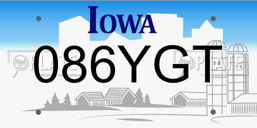 086YGT Iowa License Plate