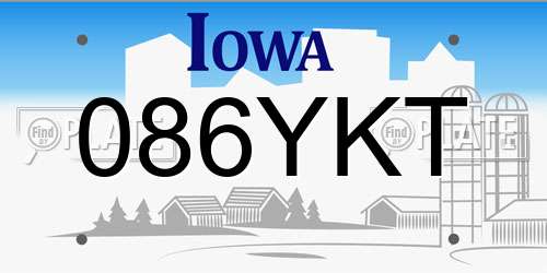 086YKT Iowa License Plate