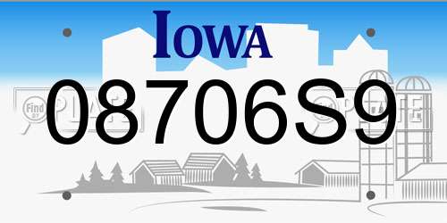 08706S9 Iowa License Plate