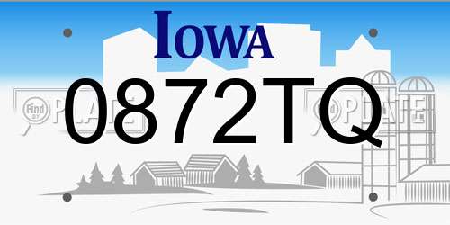 0872TQ Iowa License Plate