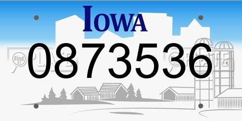 0873536 Iowa License Plate