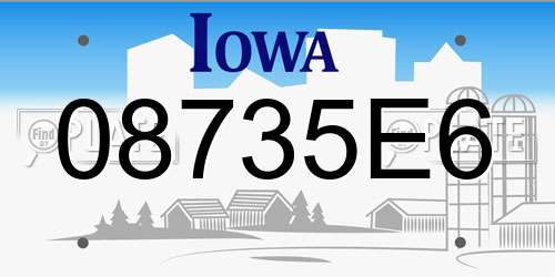 08735E6 Iowa License Plate