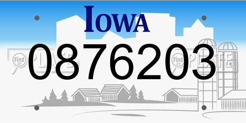 0876203 Iowa License Plate
