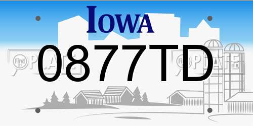 0877TD Iowa License Plate