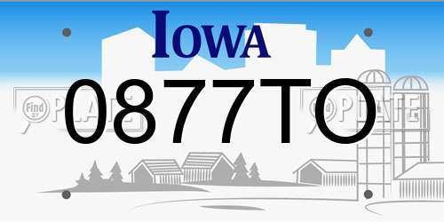 0877TO Iowa License Plate