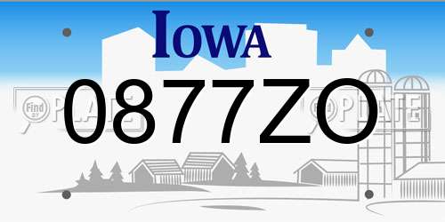 0877ZO Iowa License Plate