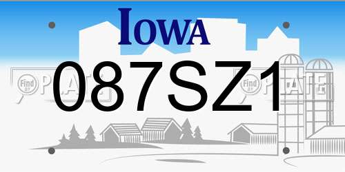 087SZ1 Iowa License Plate