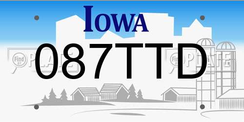 087TTD Iowa License Plate