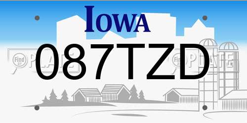 087TZD Iowa License Plate