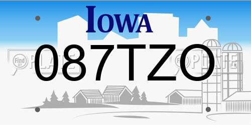 087TZO Iowa License Plate