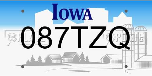 087TZQ Iowa License Plate