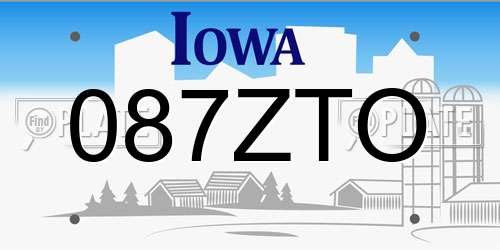087ZTO Iowa License Plate