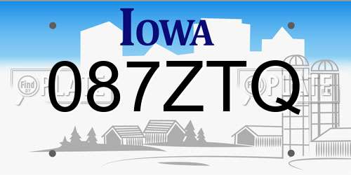 087ZTQ Iowa License Plate